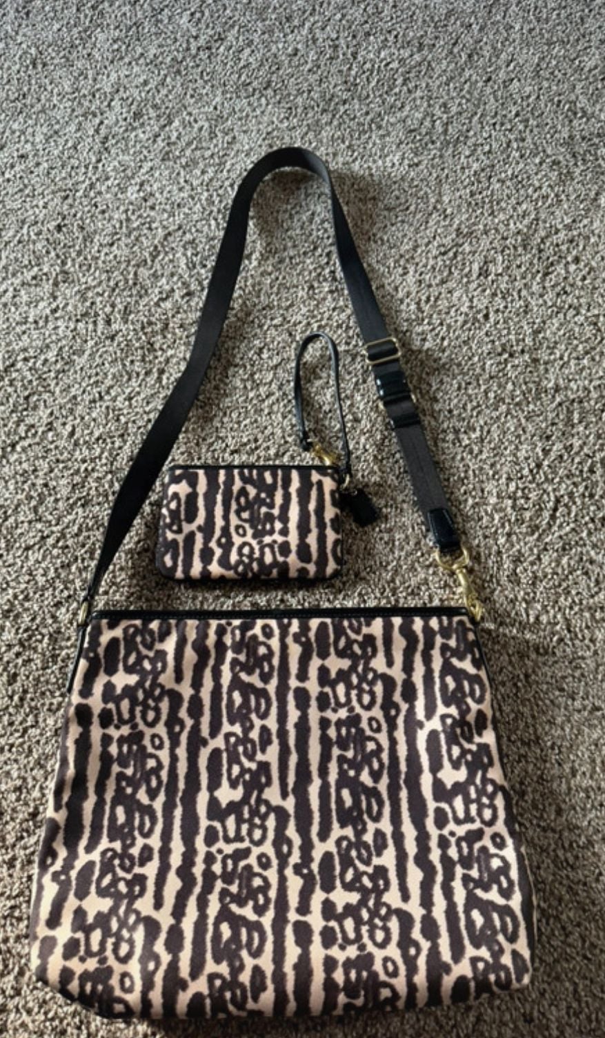 Coach Ocelot Leopard Print Crossbody Bag With Wristlet 2