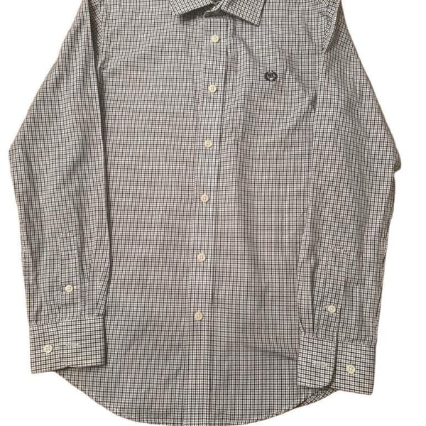 Ralph Lauren Boys Size 14 Black White Gingham Checkered Button Up Shirt h1571