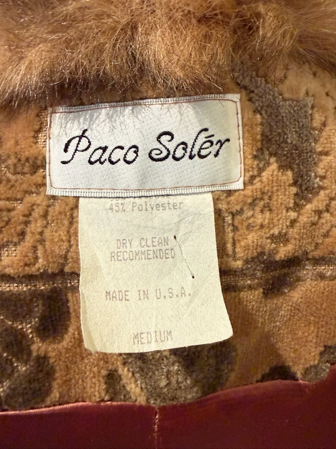 Penny Lane Vintage Faux Fur Coat with Jacquard Pattern and Fur Trim  Sz M Y2K Fairycore  15