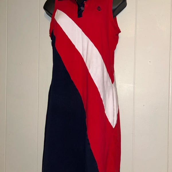 Vintage Ralph Lauren Polo Dress Size M Red White Blue Colorblock Sleeveless