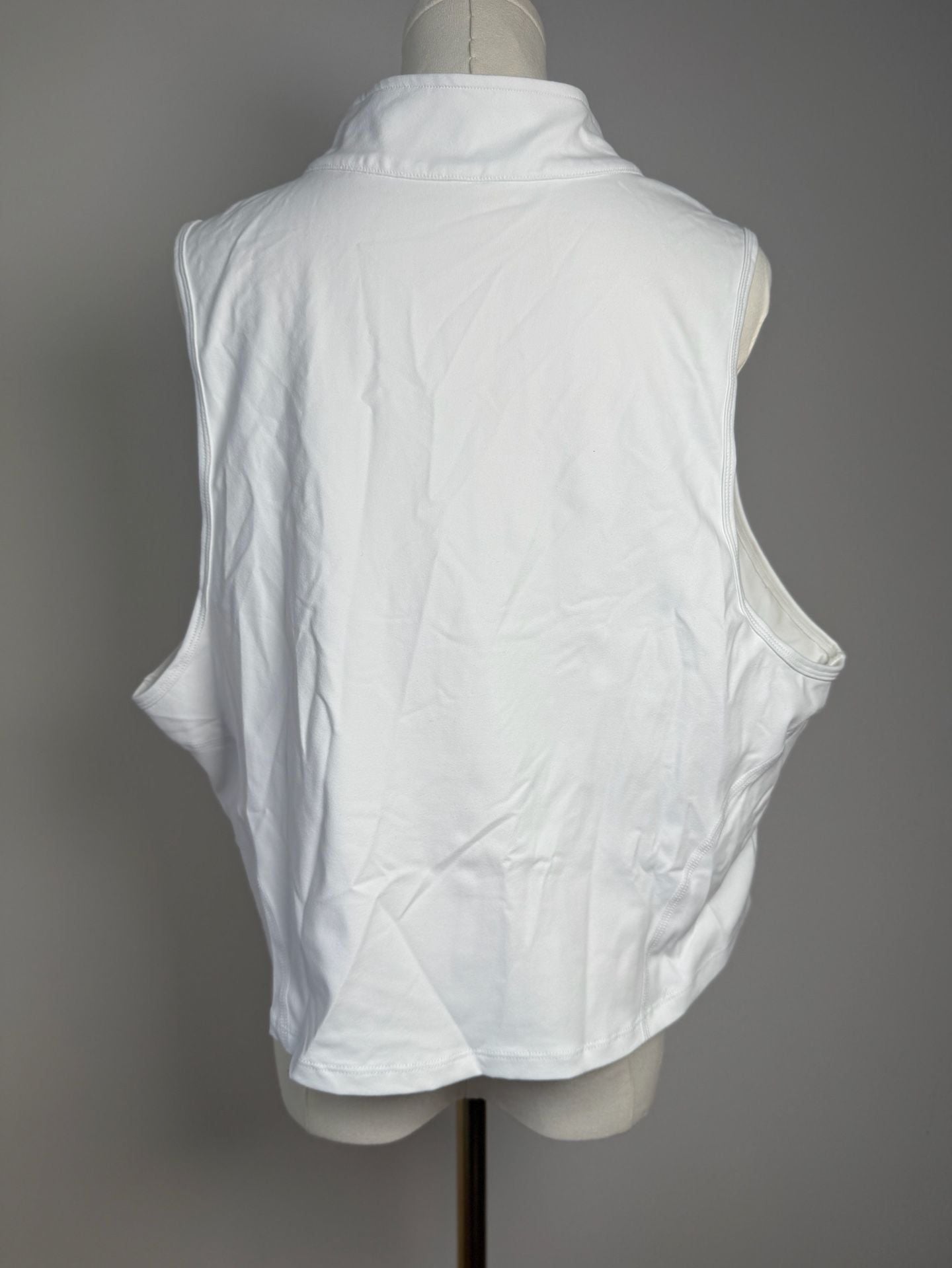Halara Mock Neck Zip Front Sleeveless Cropped Tank Top White 4X 3