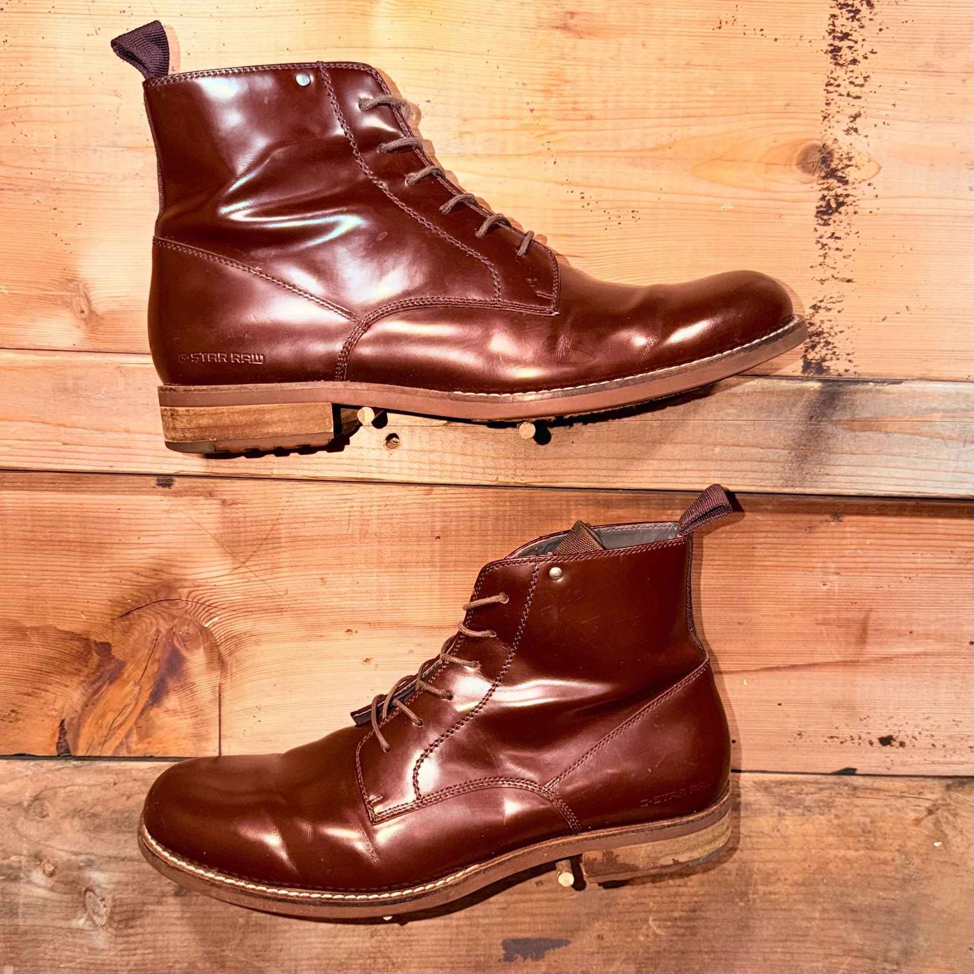 G-Star Raw Brown Leather Lace-Up Boots 3