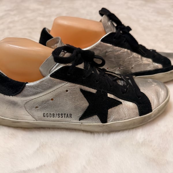 Golden Goose Superstar Sneakers Size 40 Silver Black Star