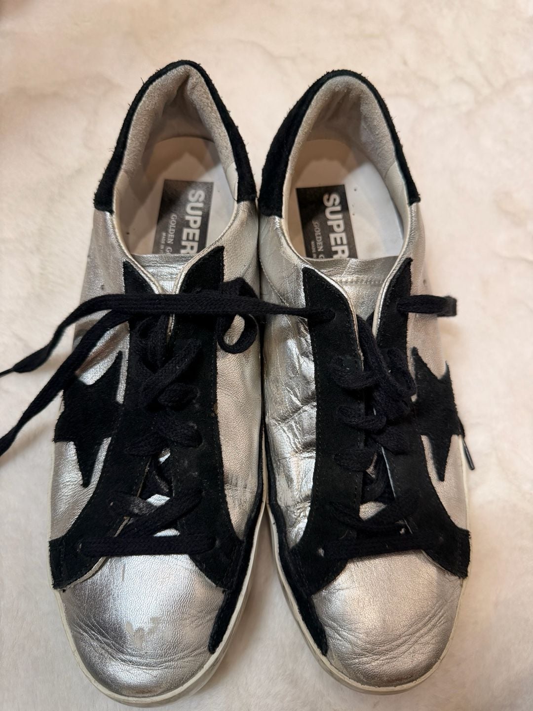 Golden Goose Superstar Sneakers Size 40 Silver Black Star 9