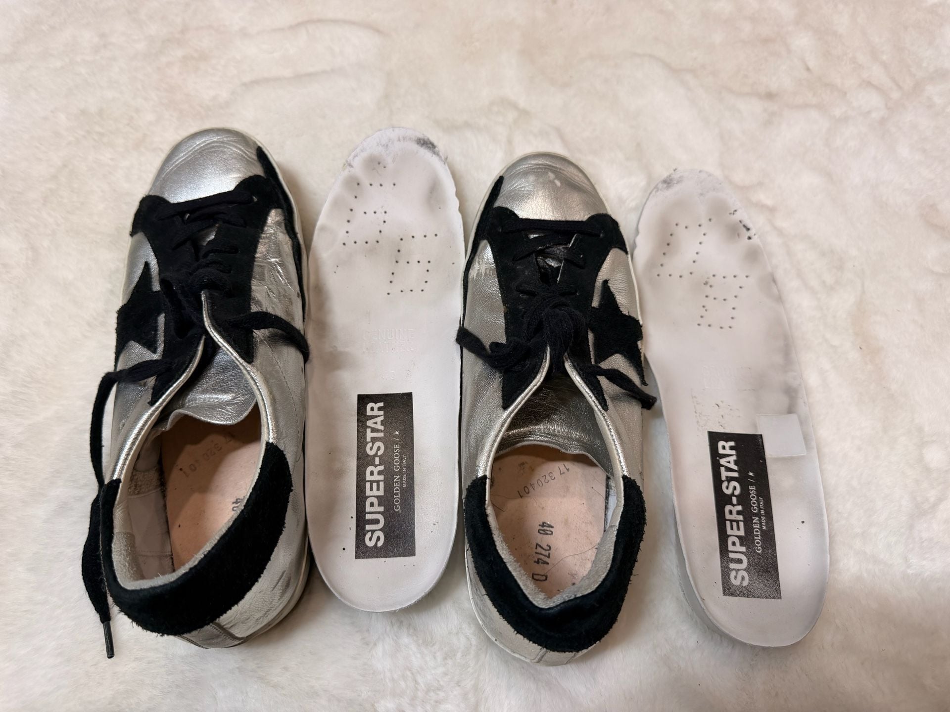 Golden Goose Superstar Sneakers Size 40 Silver Black Star 11