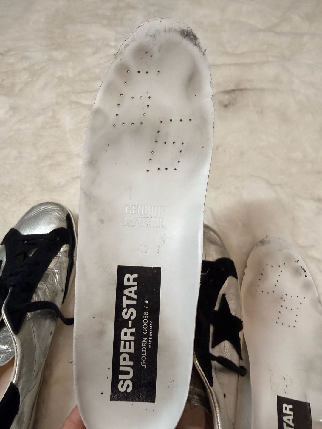 Golden Goose Superstar Sneakers Size 40 Silver Black Star 12