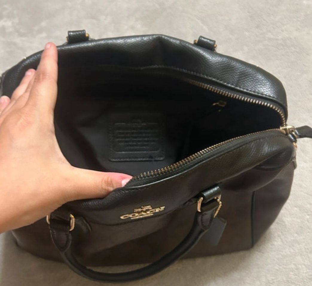 Coach Small Bennett Satchel Brown Black Signature Coated Canvas 4