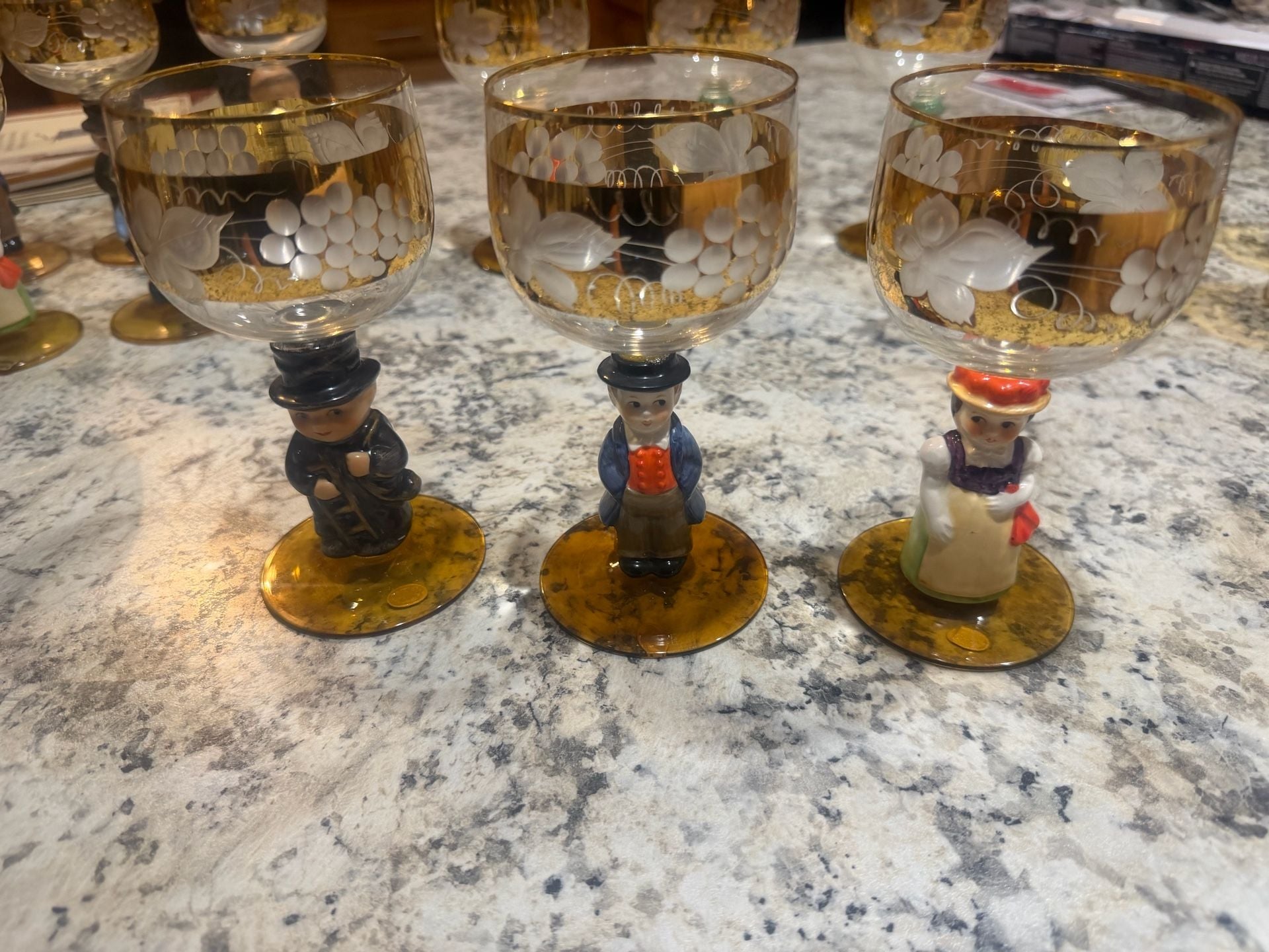 6 Vintage Goebel Hummel Figurine Cordial Wine Glasses 1