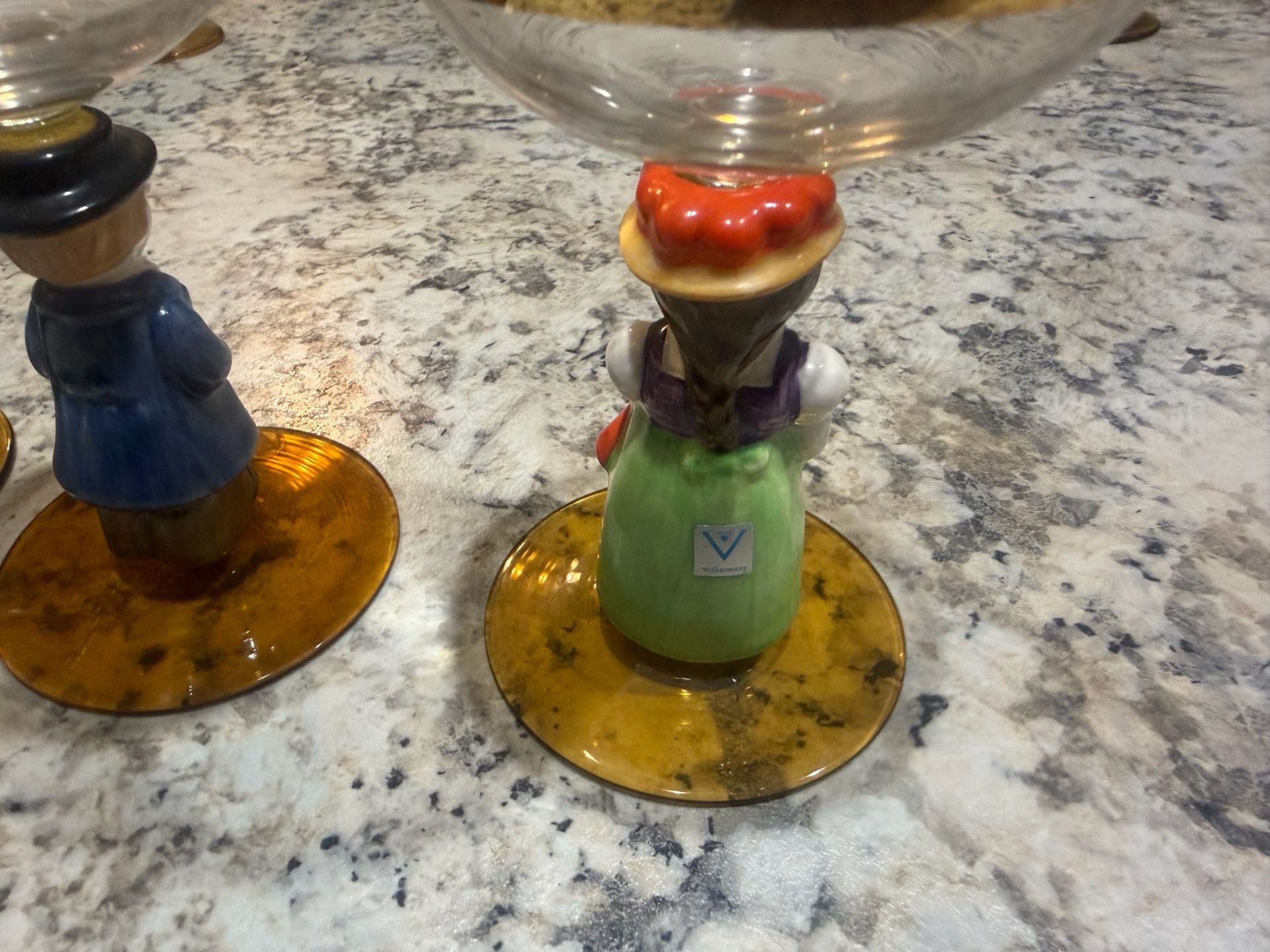 6 Vintage Goebel Hummel Figurine Cordial Wine Glasses 3
