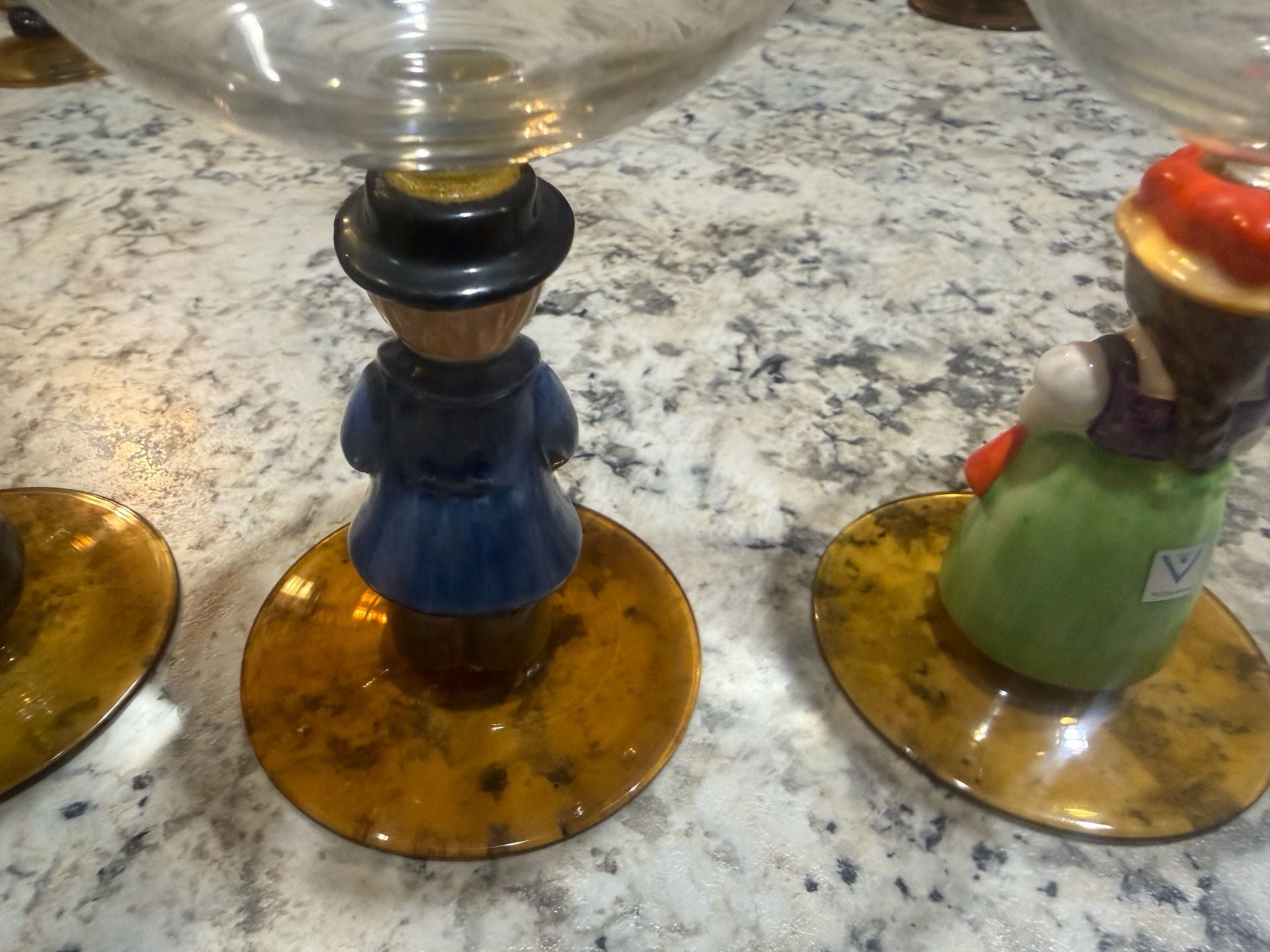 6 Vintage Goebel Hummel Figurine Cordial Wine Glasses 4