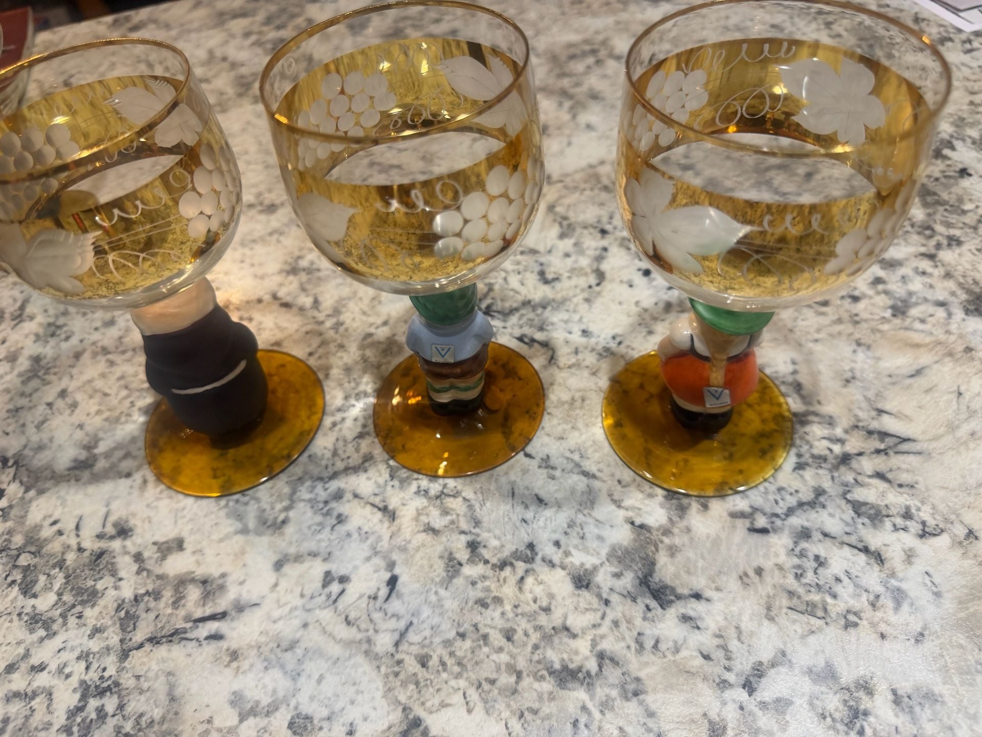 6 Vintage Goebel Hummel Figurine Cordial Wine Glasses 6