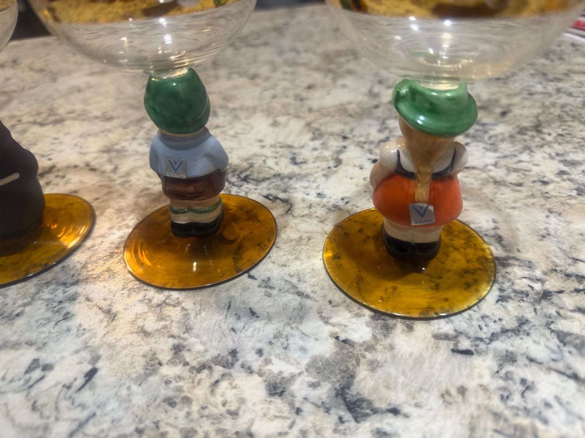 6 Vintage Goebel Hummel Figurine Cordial Wine Glasses 7