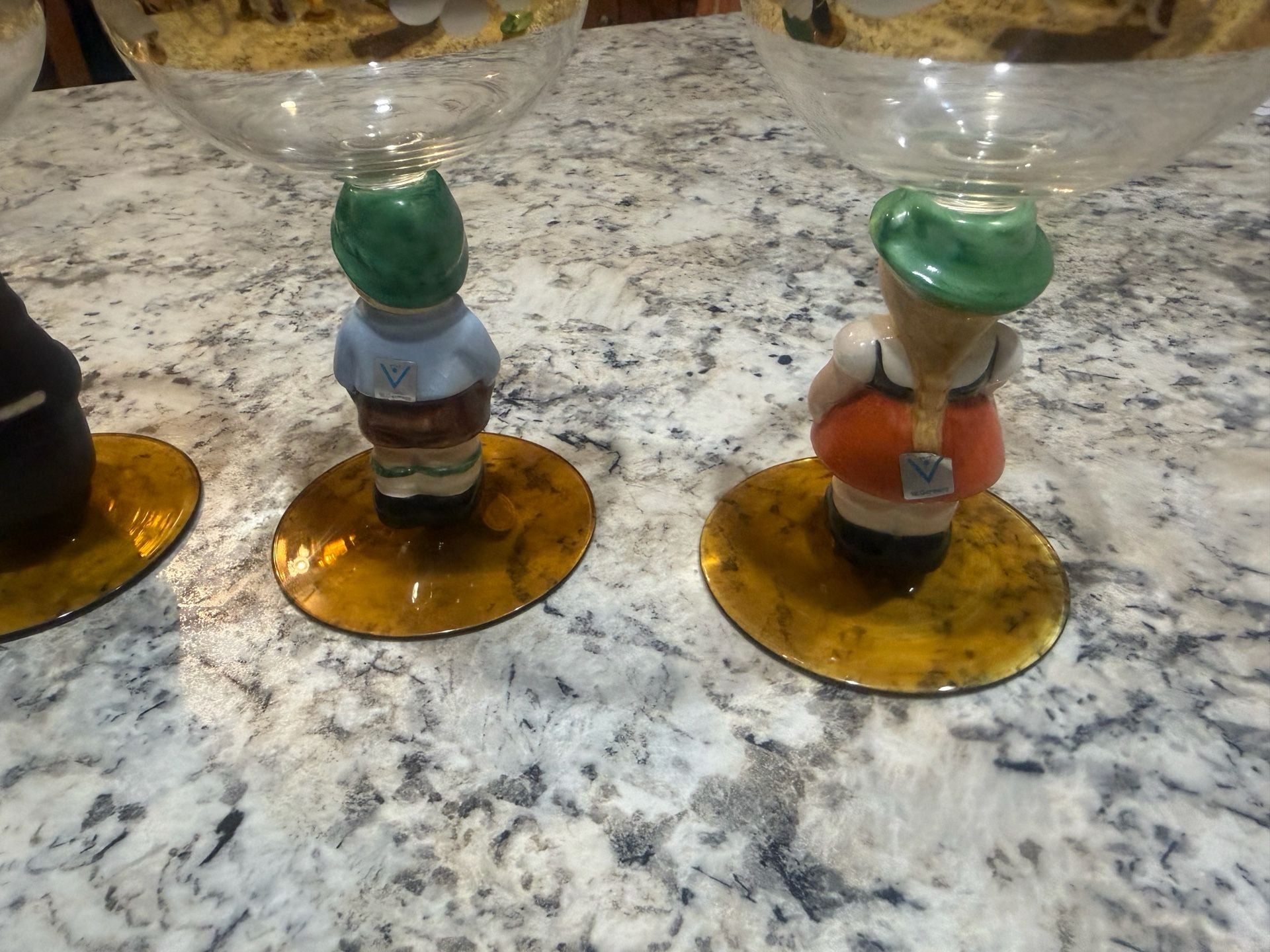 6 Vintage Goebel Hummel Figurine Cordial Wine Glasses 8