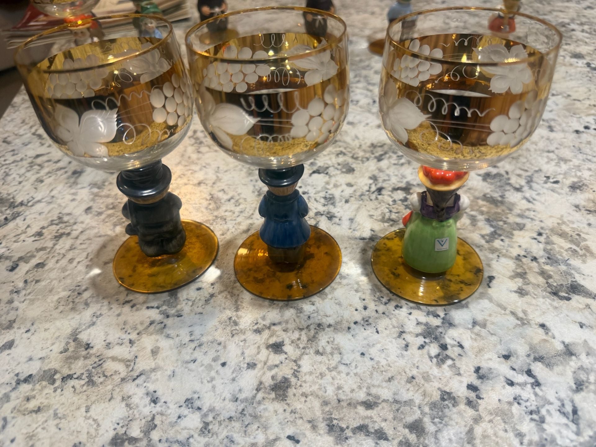 6 Vintage Goebel Hummel Figurine Cordial Wine Glasses 11