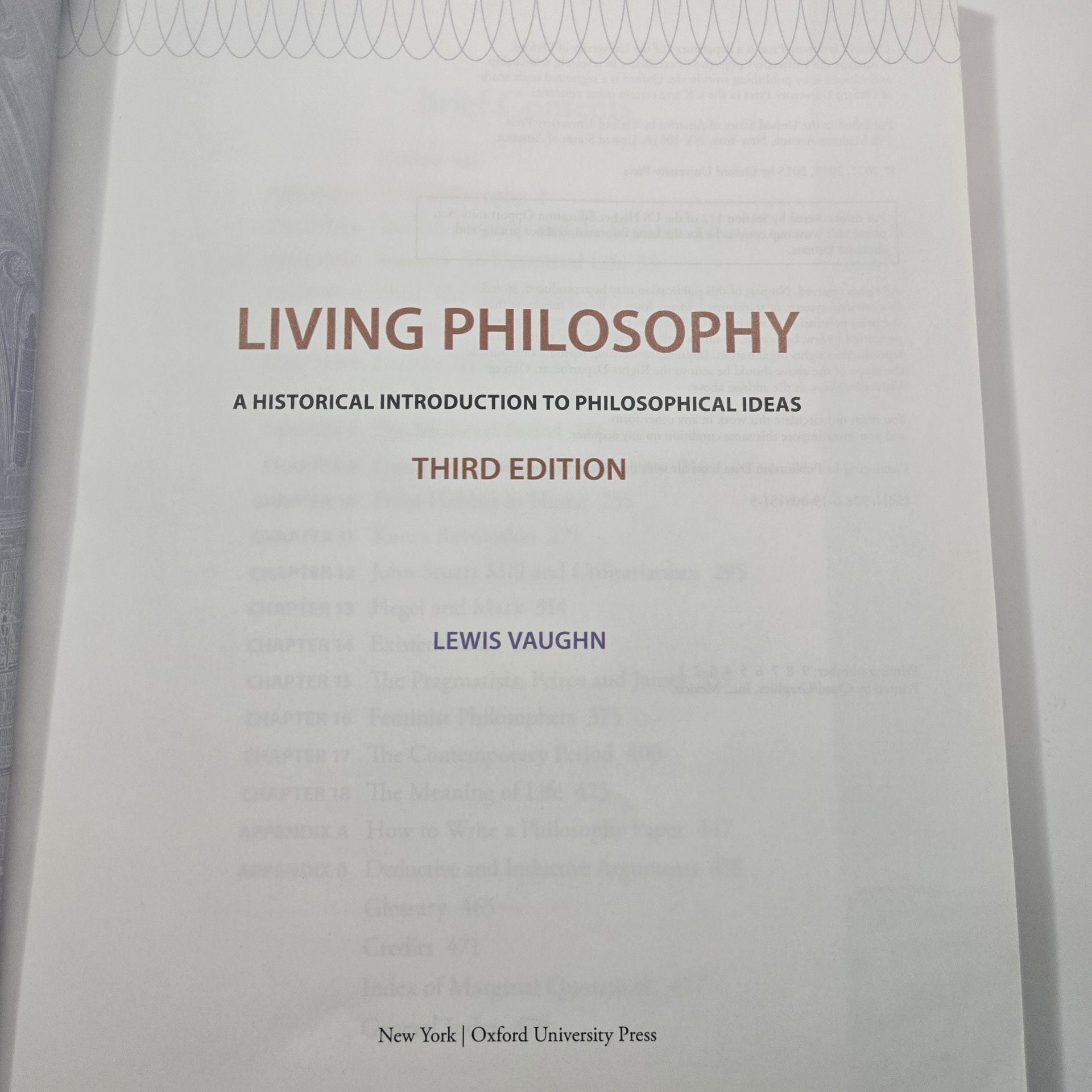 Oxford University Press Living Philosophy Third Edition Lewis Vaughn 2