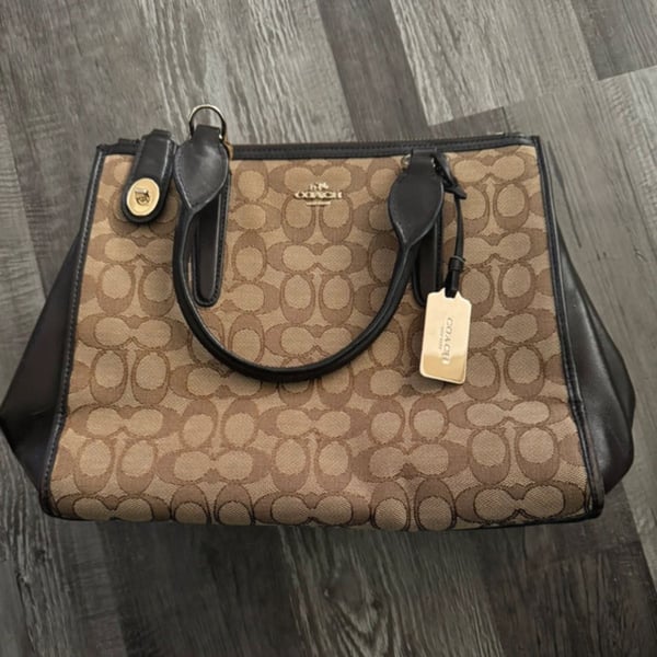 Coach Signature Canvas Crosby Carryall Satchel Bag Brown