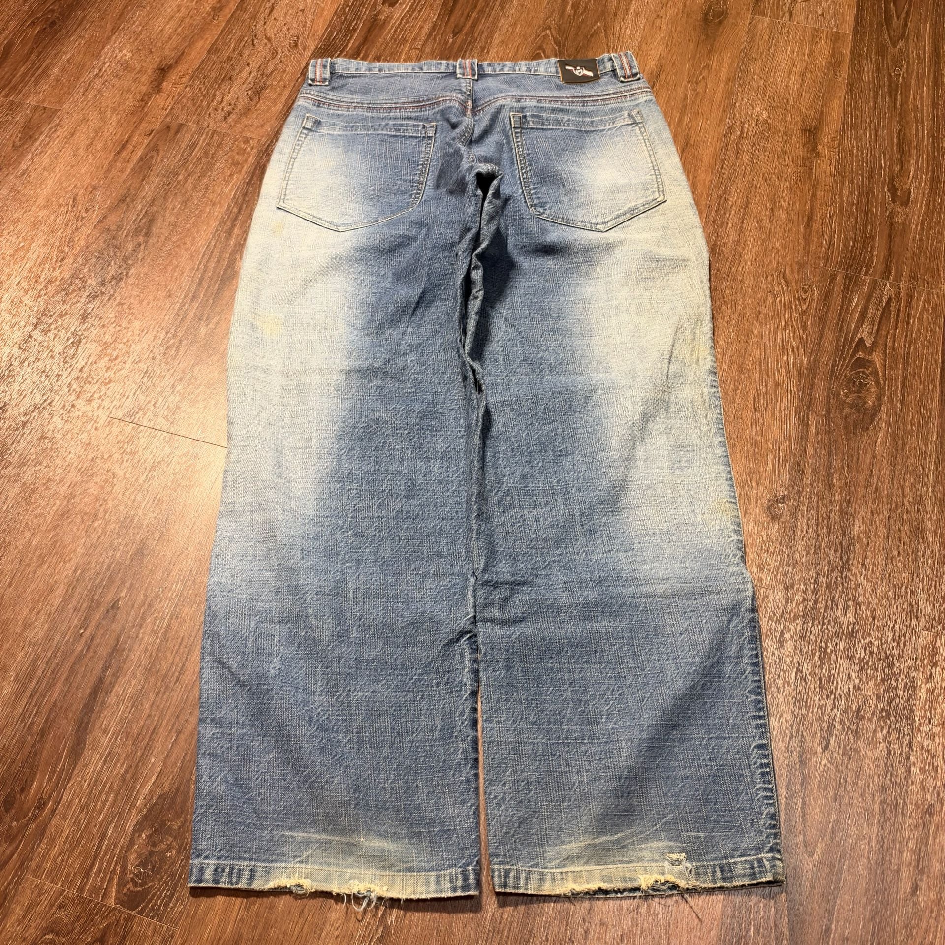 Phat Farm Vintage Baggy Denim Pants Size 36 Blue Y2K Wide Leg Cargo Skater Rave 3