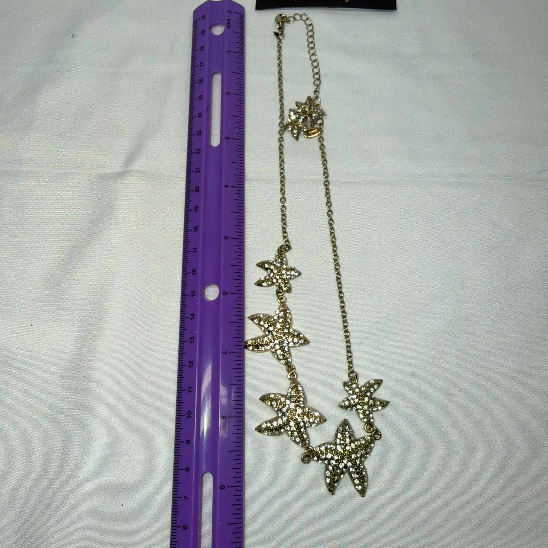 Traci Lynn Starfish Necklace & Earrings Set Gold Tone Crystal 3