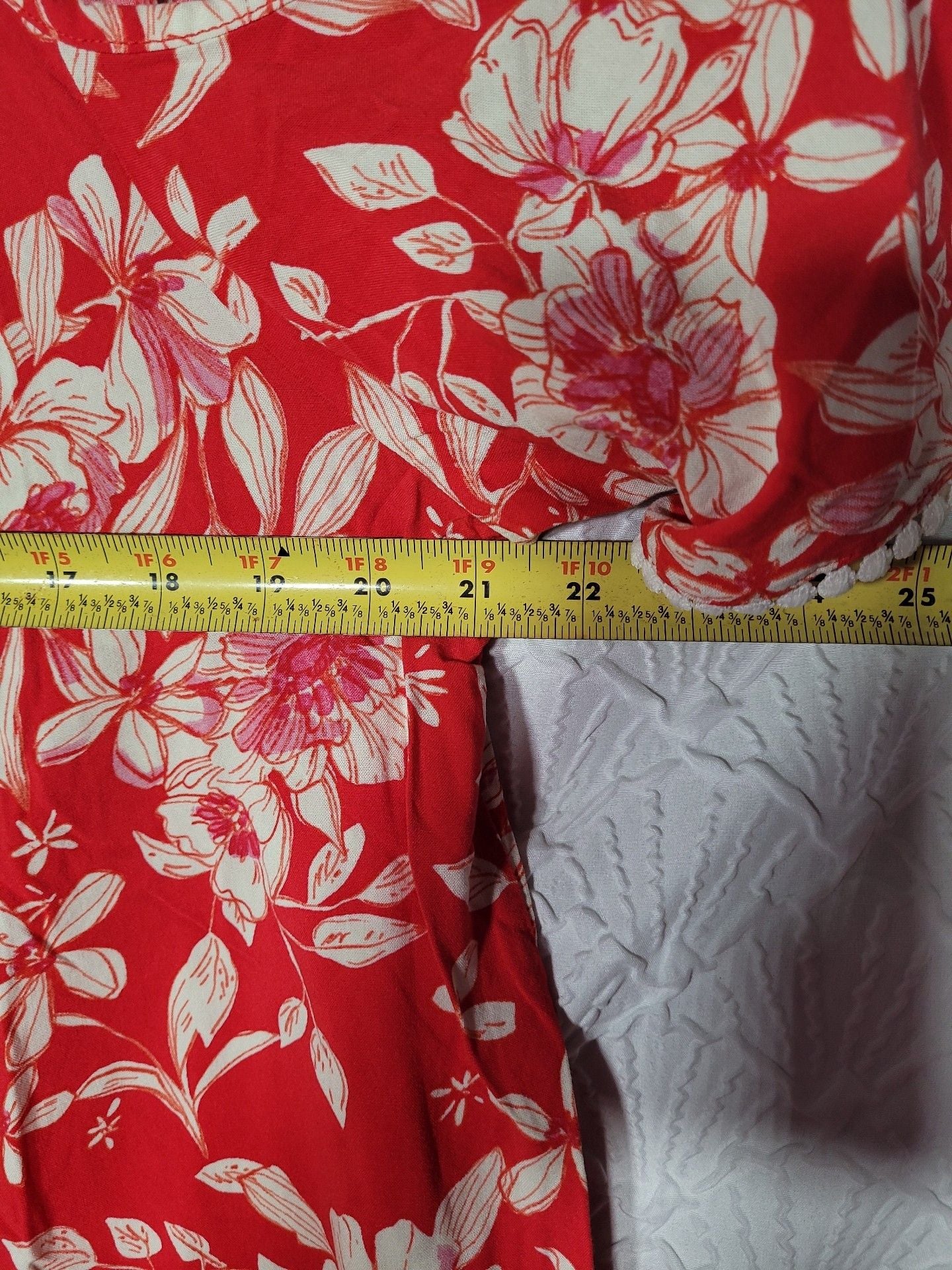 A.U.W. Lainy Floral Cold Shoulder Top Size 2X Red White Rayon Blouse 3