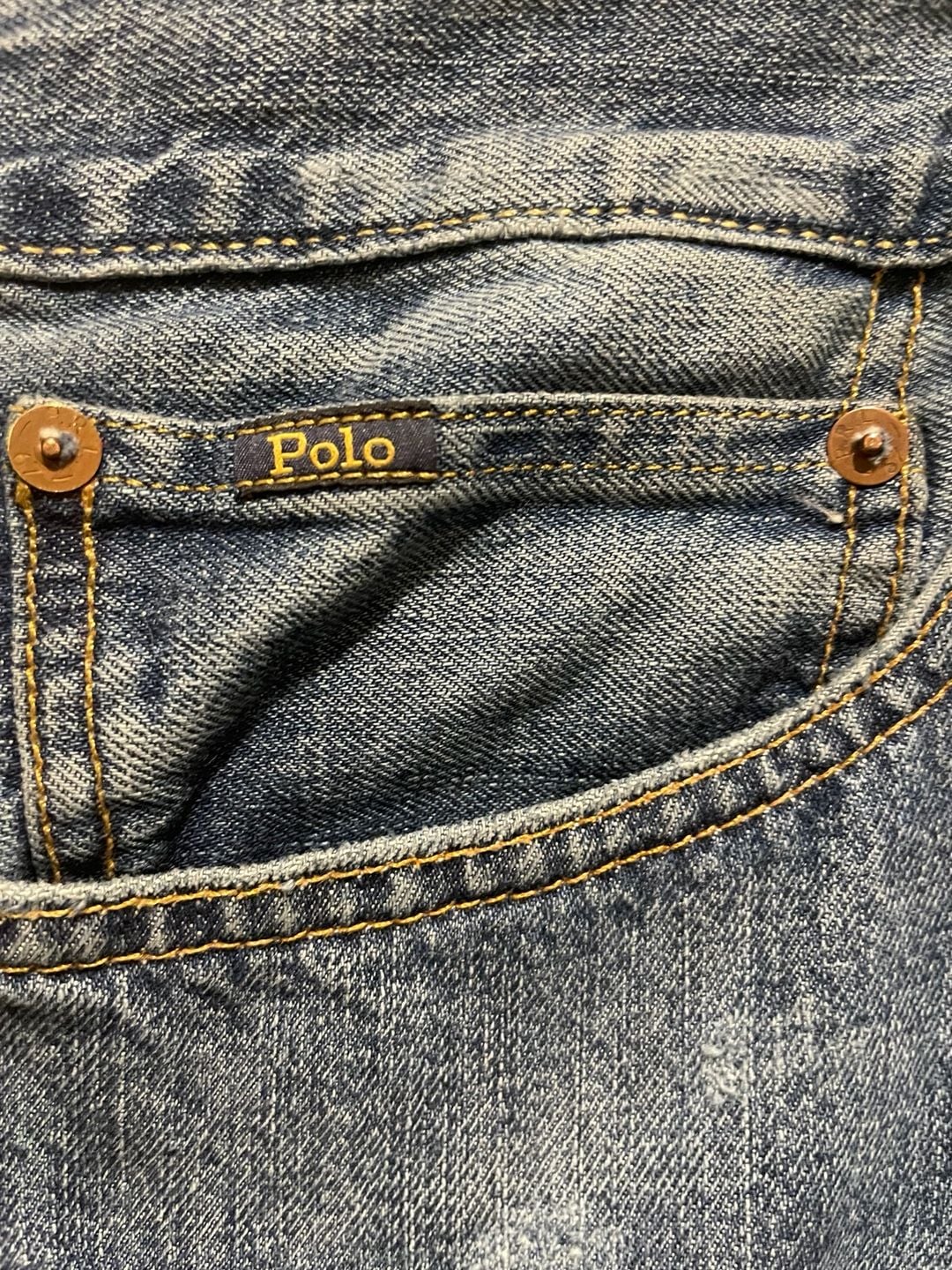 Polo Ralph Lauren Varick 42x30 Distressed Patchwork Slim Straight Jeans 7