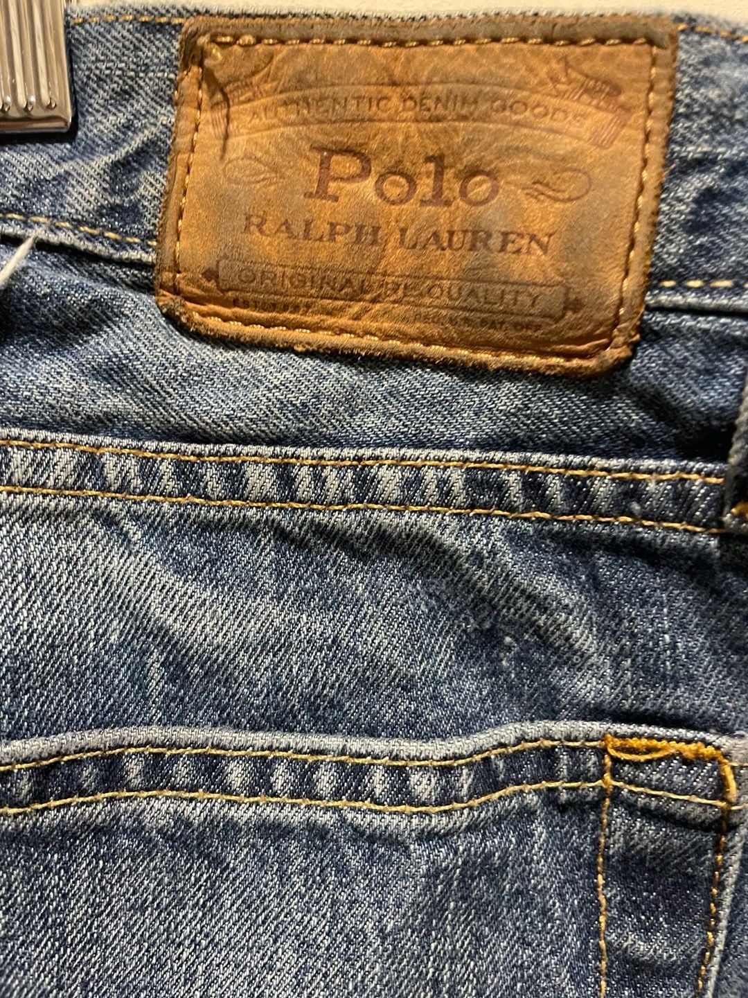 Polo Ralph Lauren Varick 42x30 Distressed Patchwork Slim Straight Jeans 9