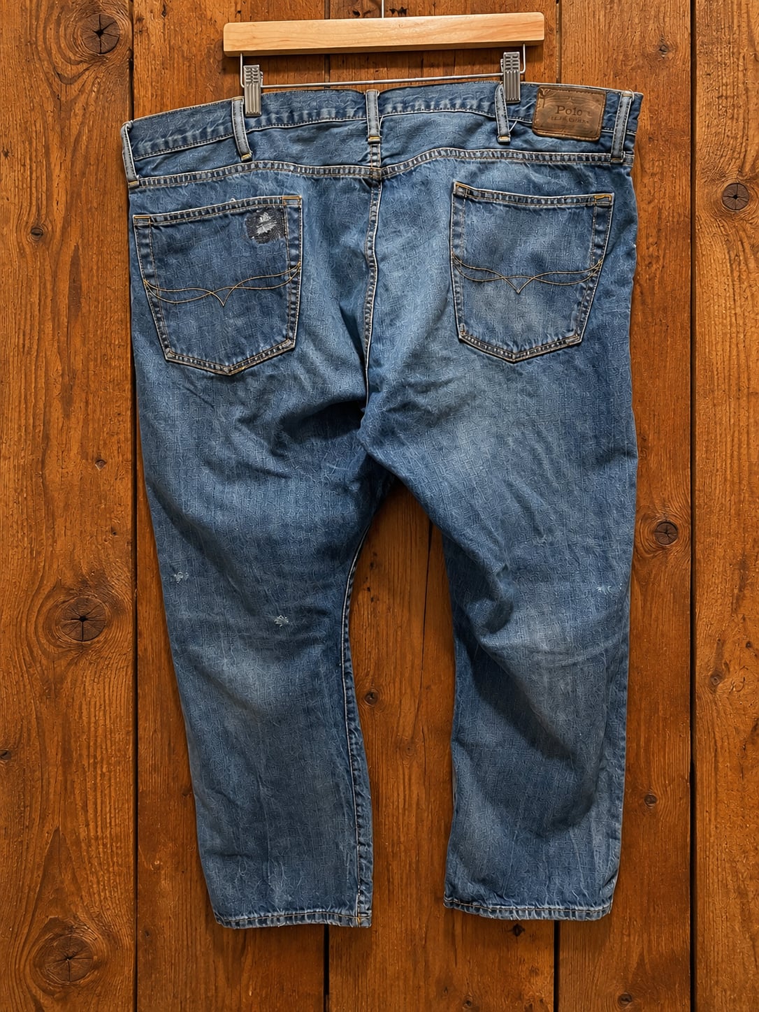 Polo Ralph Lauren Varick 42x30 Distressed Patchwork Slim Straight Jeans 10