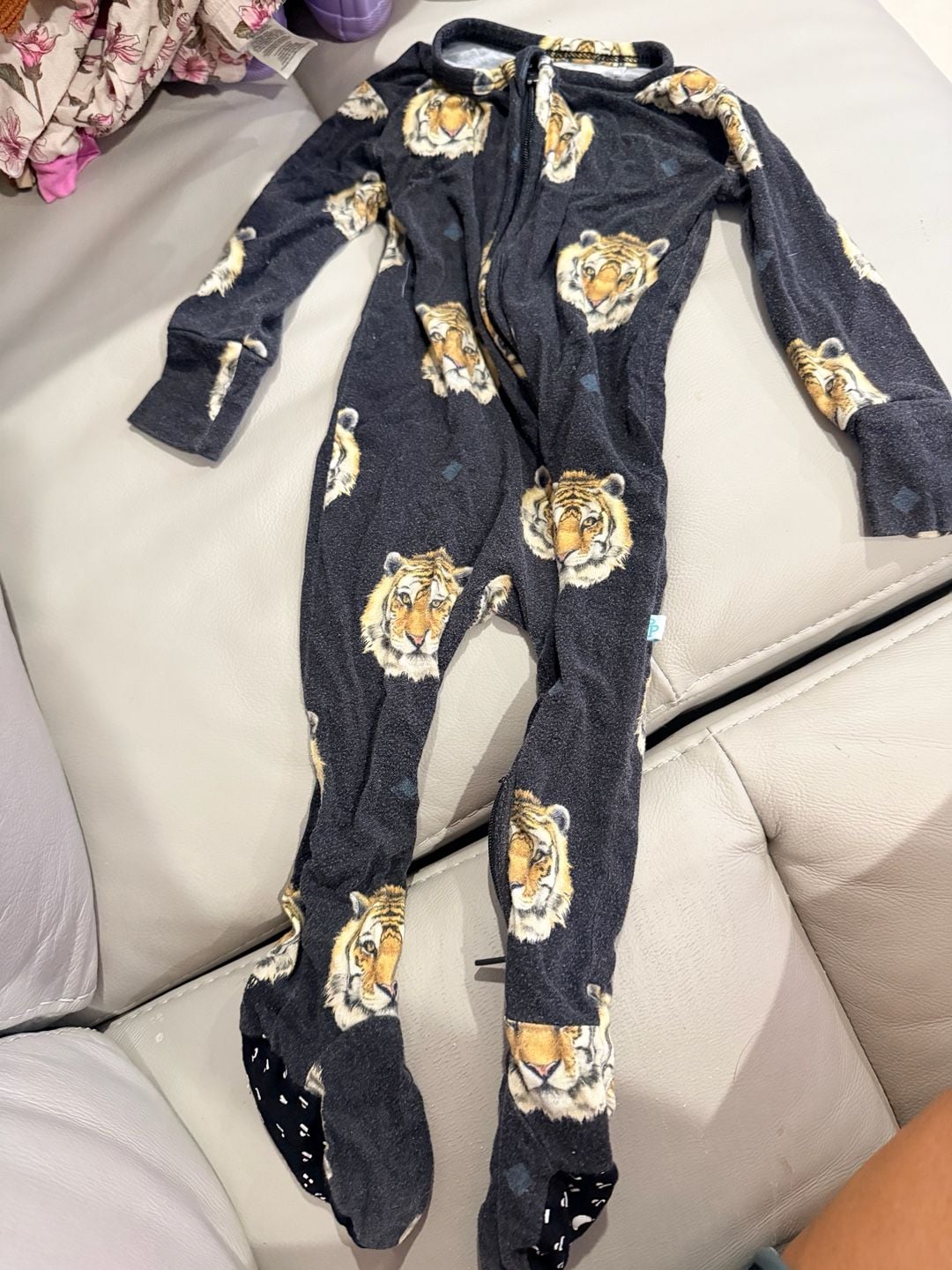Posh Peanut Tiger Footie Pajamas 6-9 Months Black Bamboo Blend 2