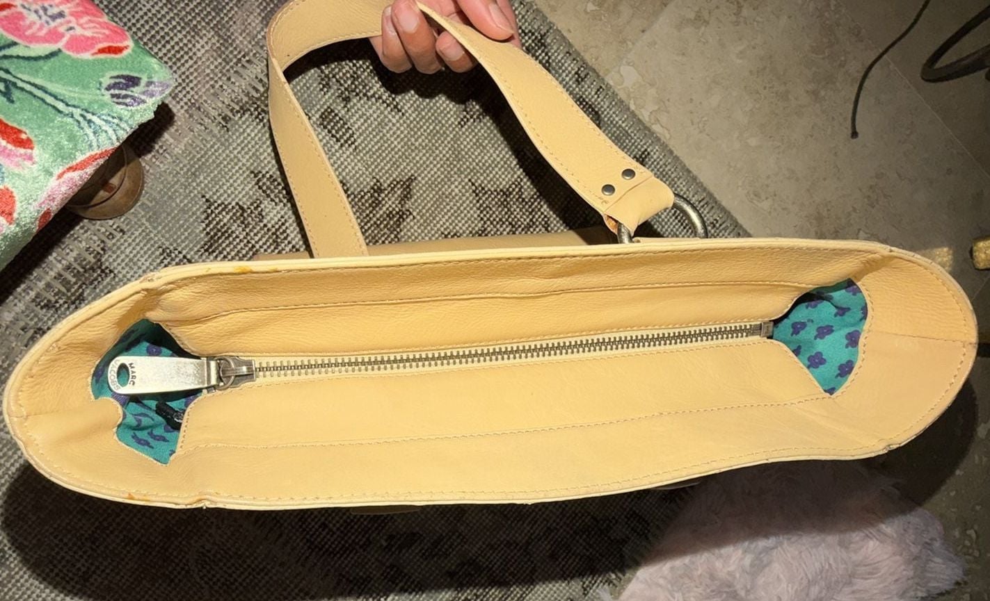 Marc Jacobs Leather Top Handle Bag Yellow 18"" 9