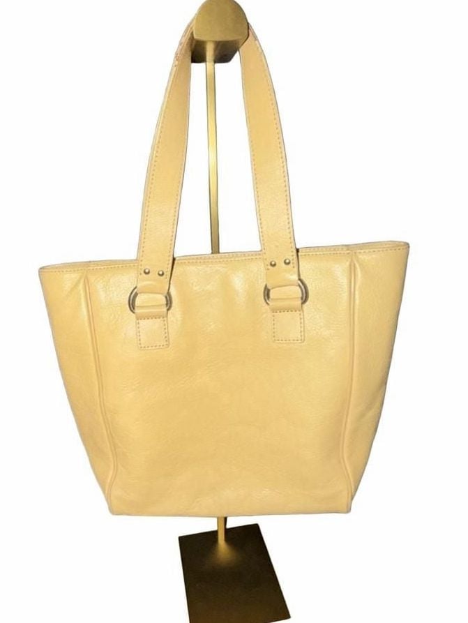 Marc Jacobs Leather Top Handle Bag Yellow 18"" 3