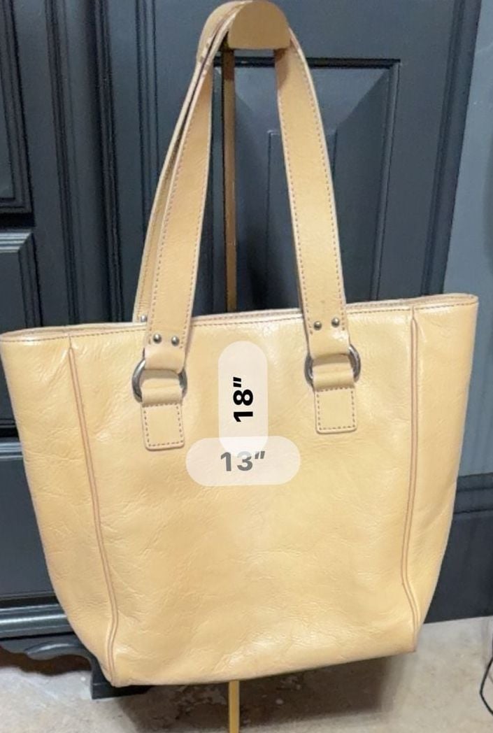Marc Jacobs Leather Top Handle Bag Yellow 18"" 4