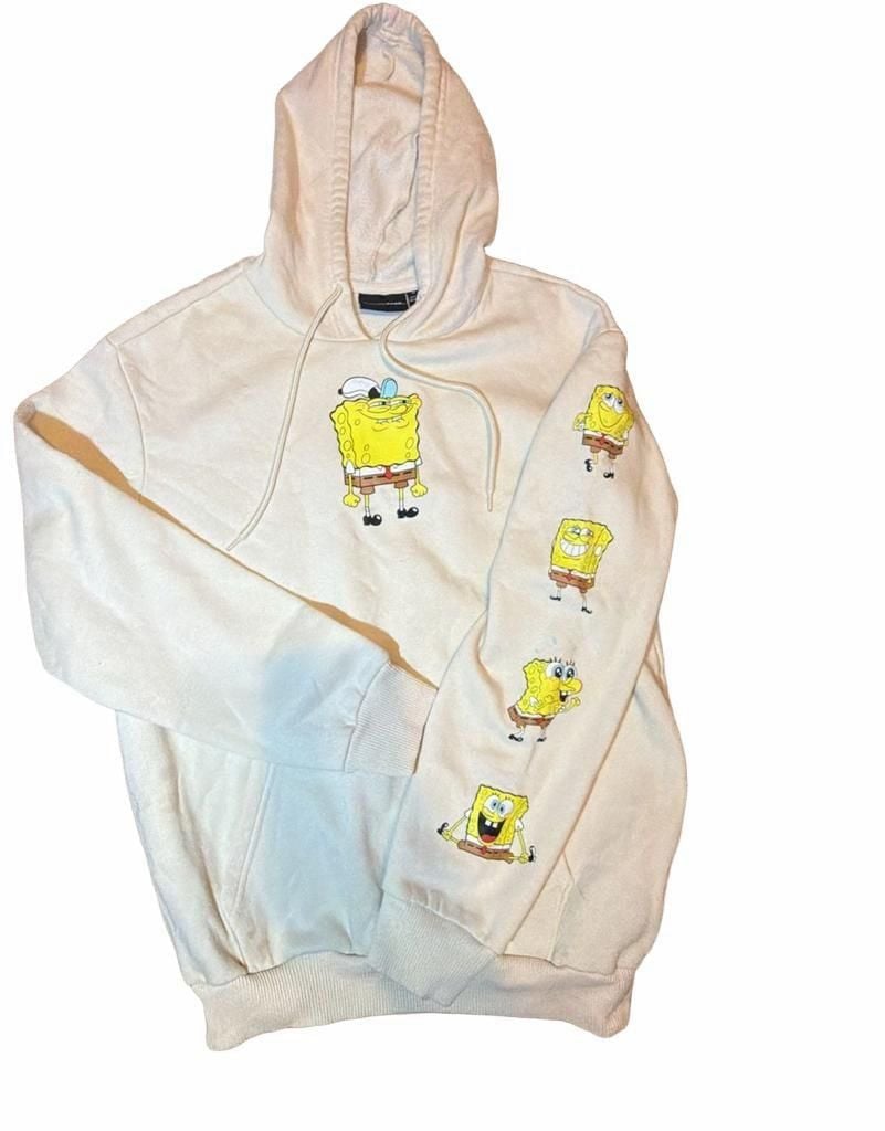 Nickelodeon SpongeBob SquarePants Unisex Cream Teen Small Hoodie 1