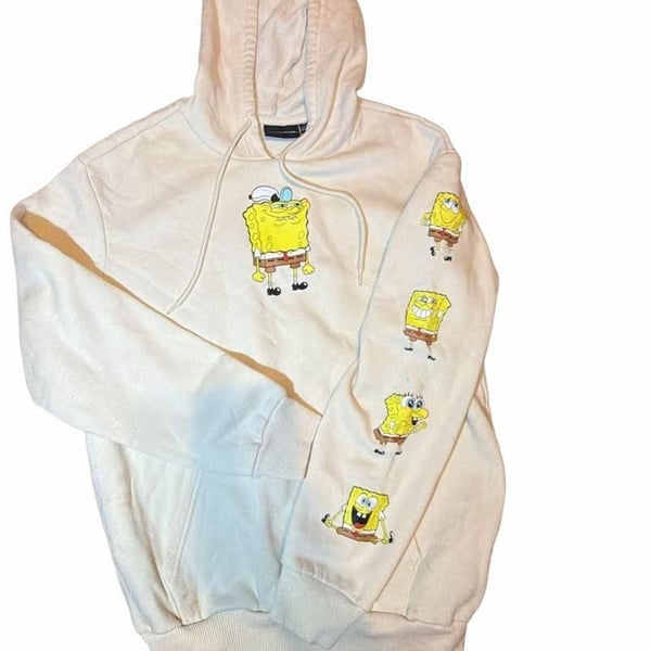Nickelodeon SpongeBob SquarePants Unisex  Cream Teen Small Hoodie