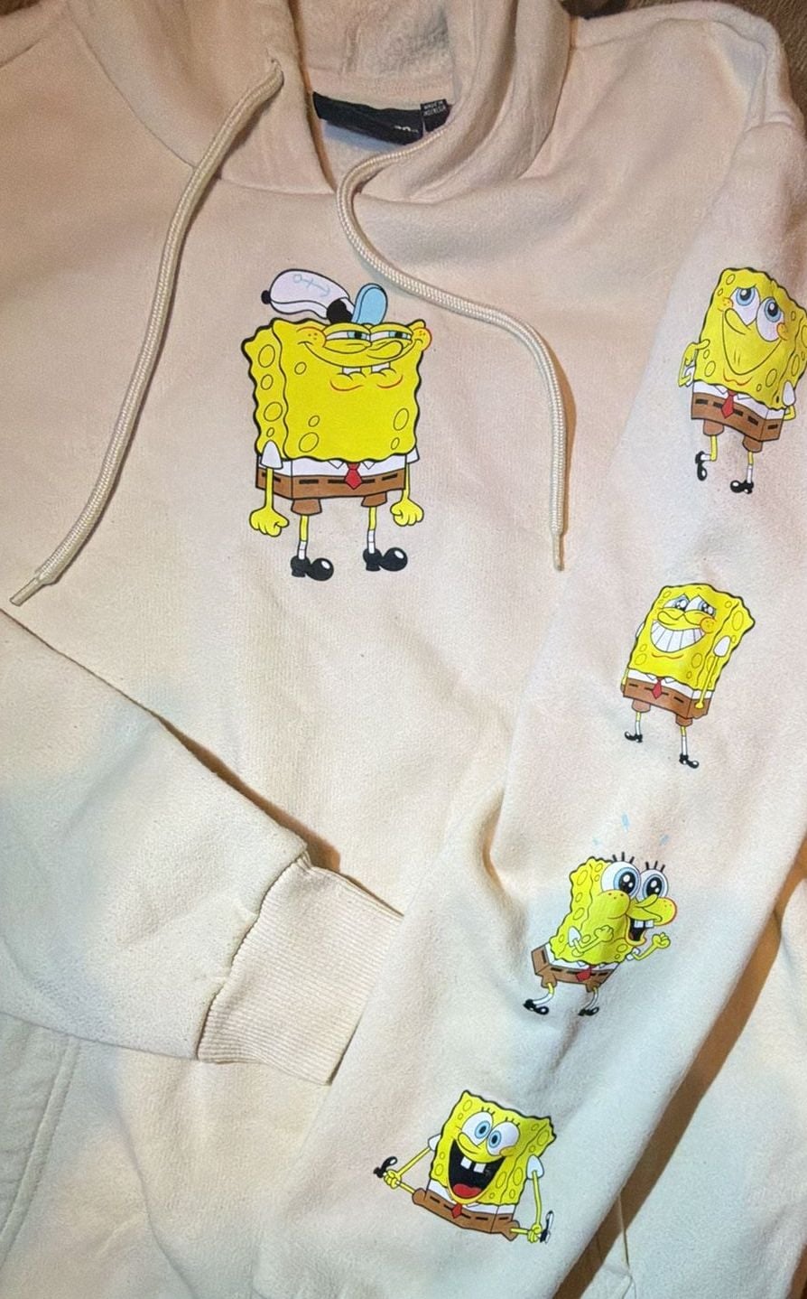 Nickelodeon SpongeBob SquarePants Unisex Cream Teen Small Hoodie 6