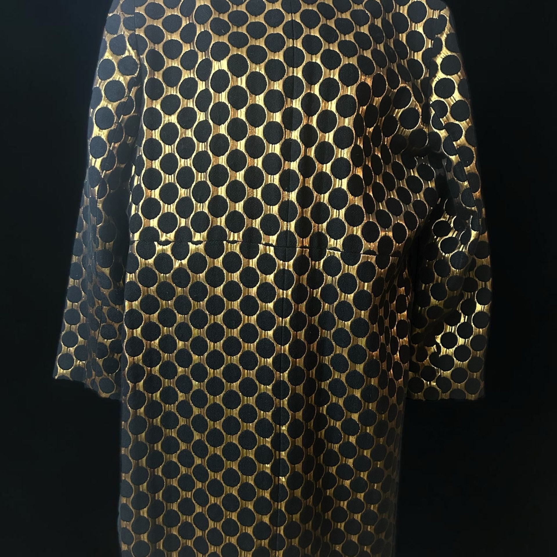 Black Label by Chico's Black Gold Polka Dot Evening Coat Size 2 4