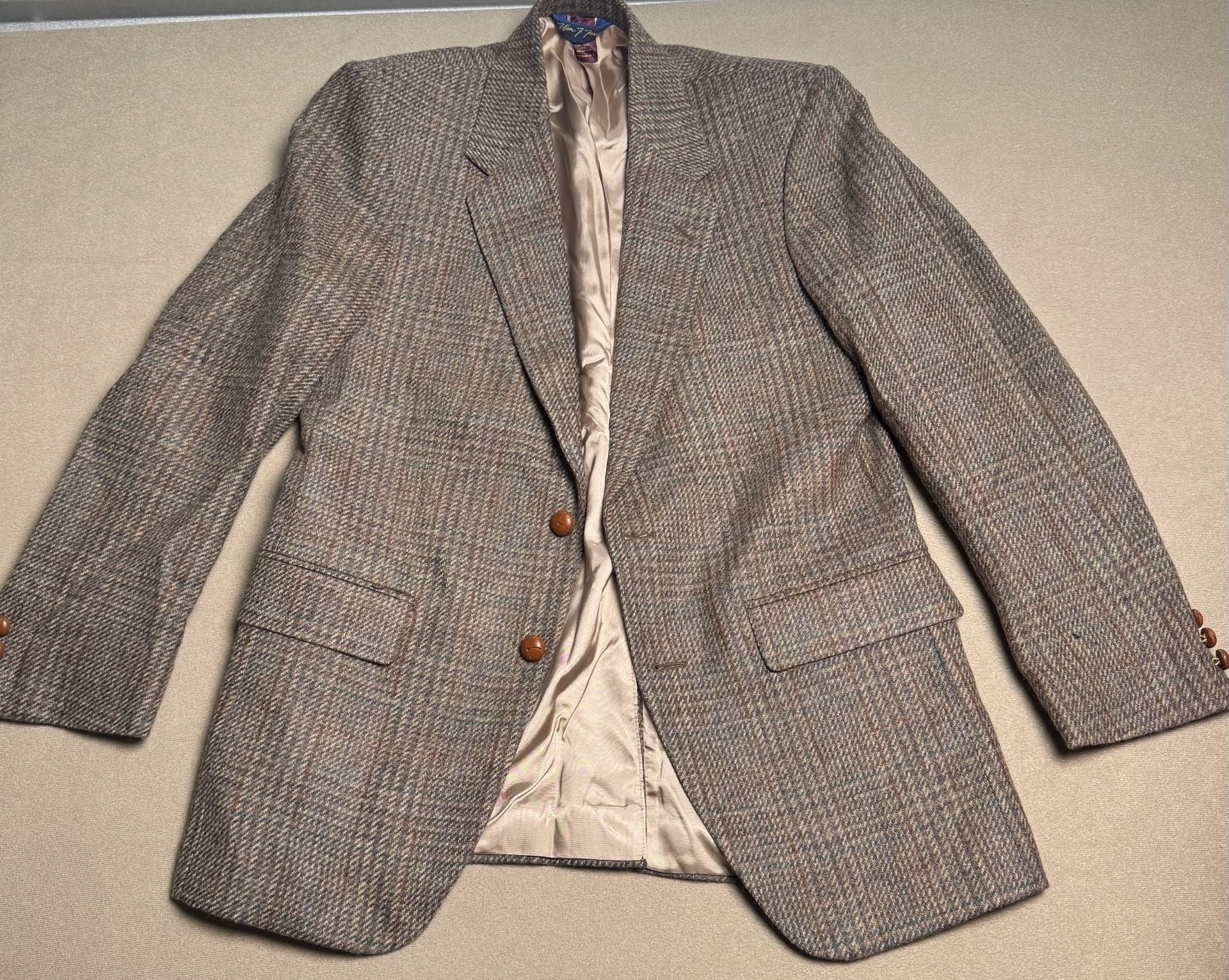 Wm. F. Farah Vintage Wool Tweed Blazer Jacket 38R Brown Plaid Sport Coat 2