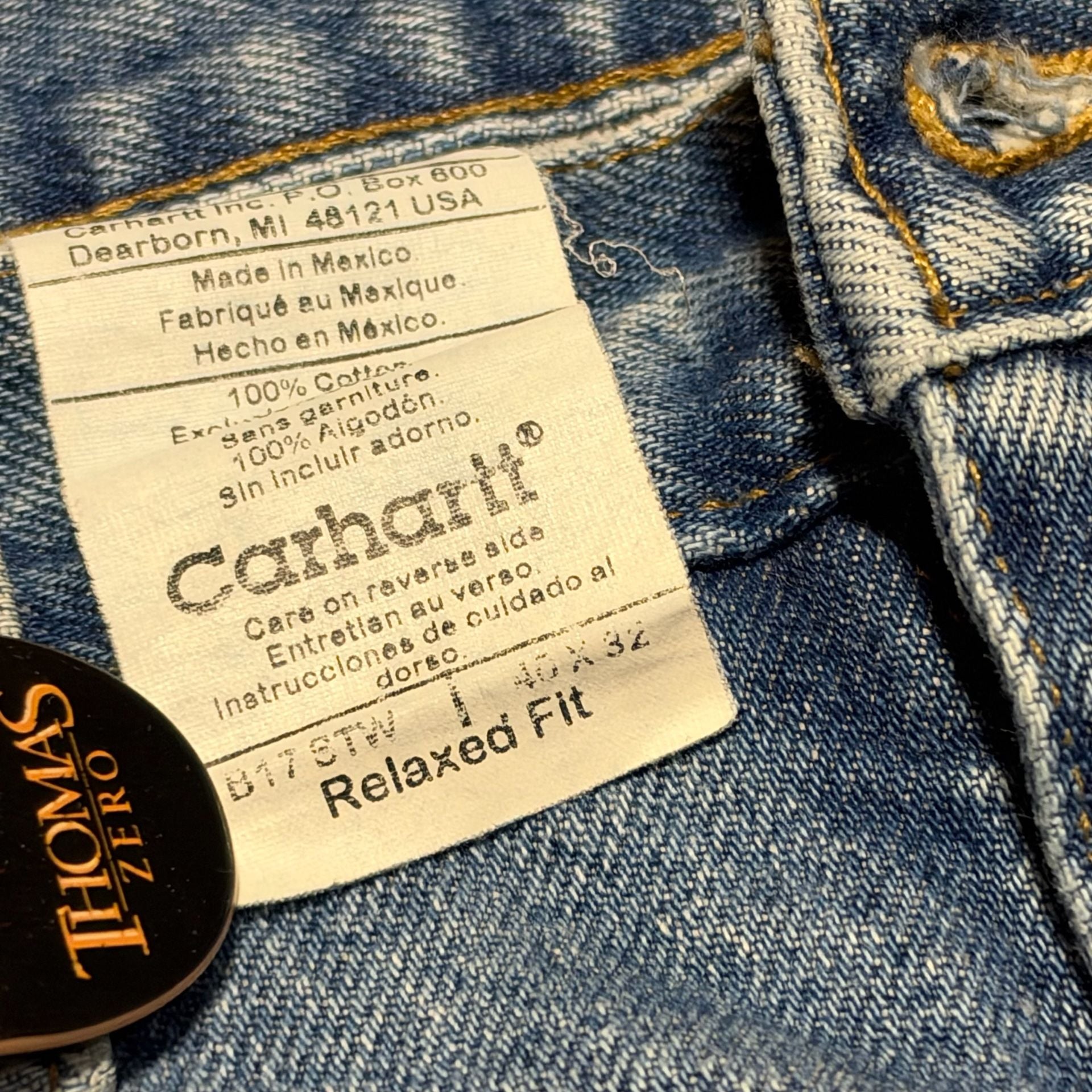 Essential Vintage Carhartt Relaxed Fit Jeans Size 40x32 Light Wash Denim 6