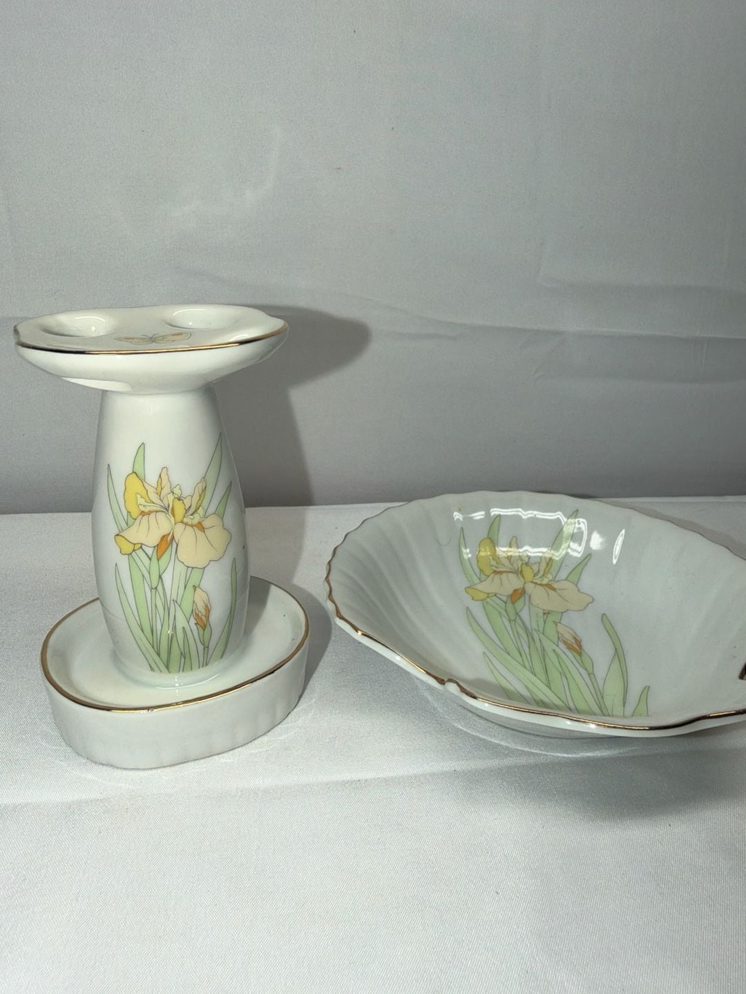 Cameron Japan Iris Butterfly Porcelain Toothbrush Holder & Dish Set 3