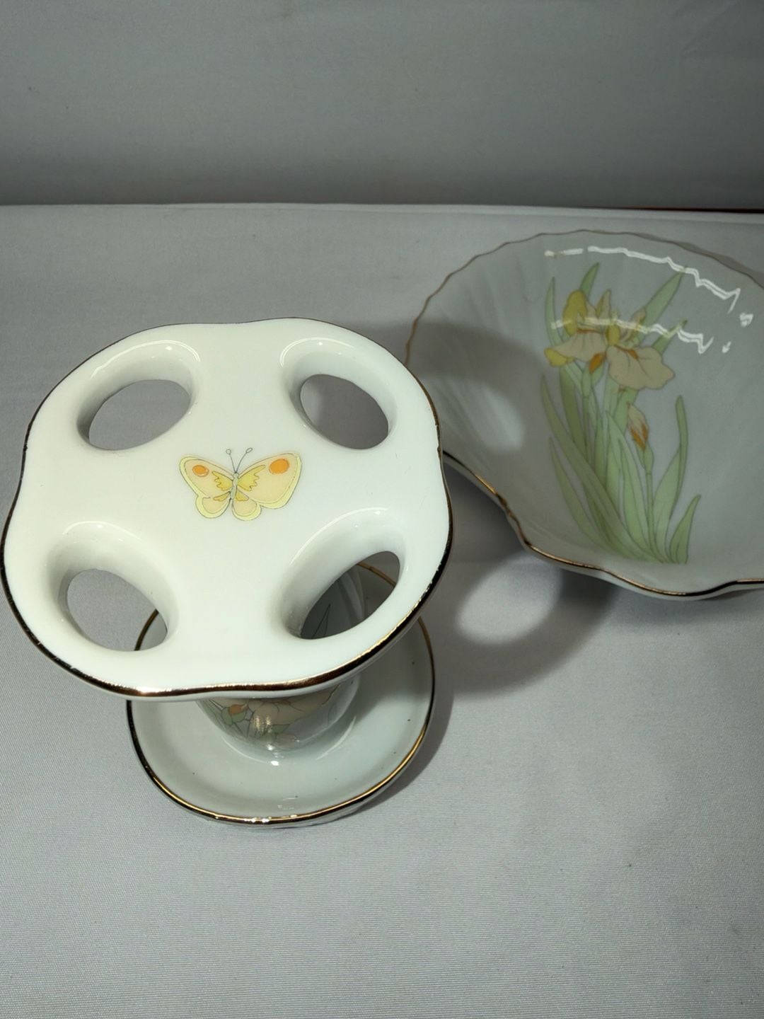 Cameron Japan Iris Butterfly Porcelain Toothbrush Holder & Dish Set 5