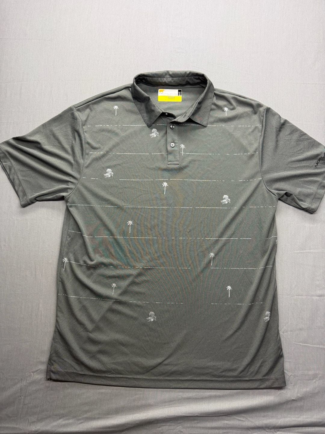 Nicklaus Golf Polo Shirt Size L Gray Palm Trees Eco Choice 2