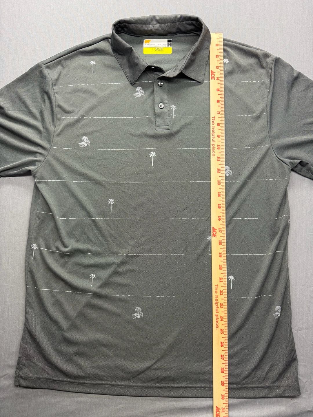 Nicklaus Golf Polo Shirt Size L Gray Palm Trees Eco Choice 5