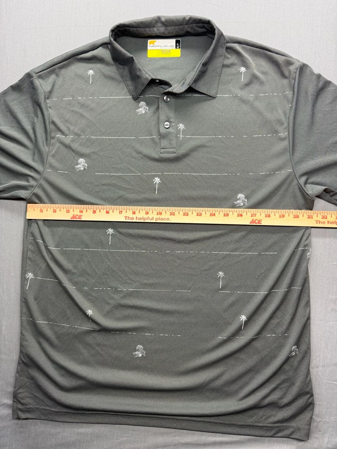 Nicklaus Golf Polo Shirt Size L Gray Palm Trees Eco Choice 6