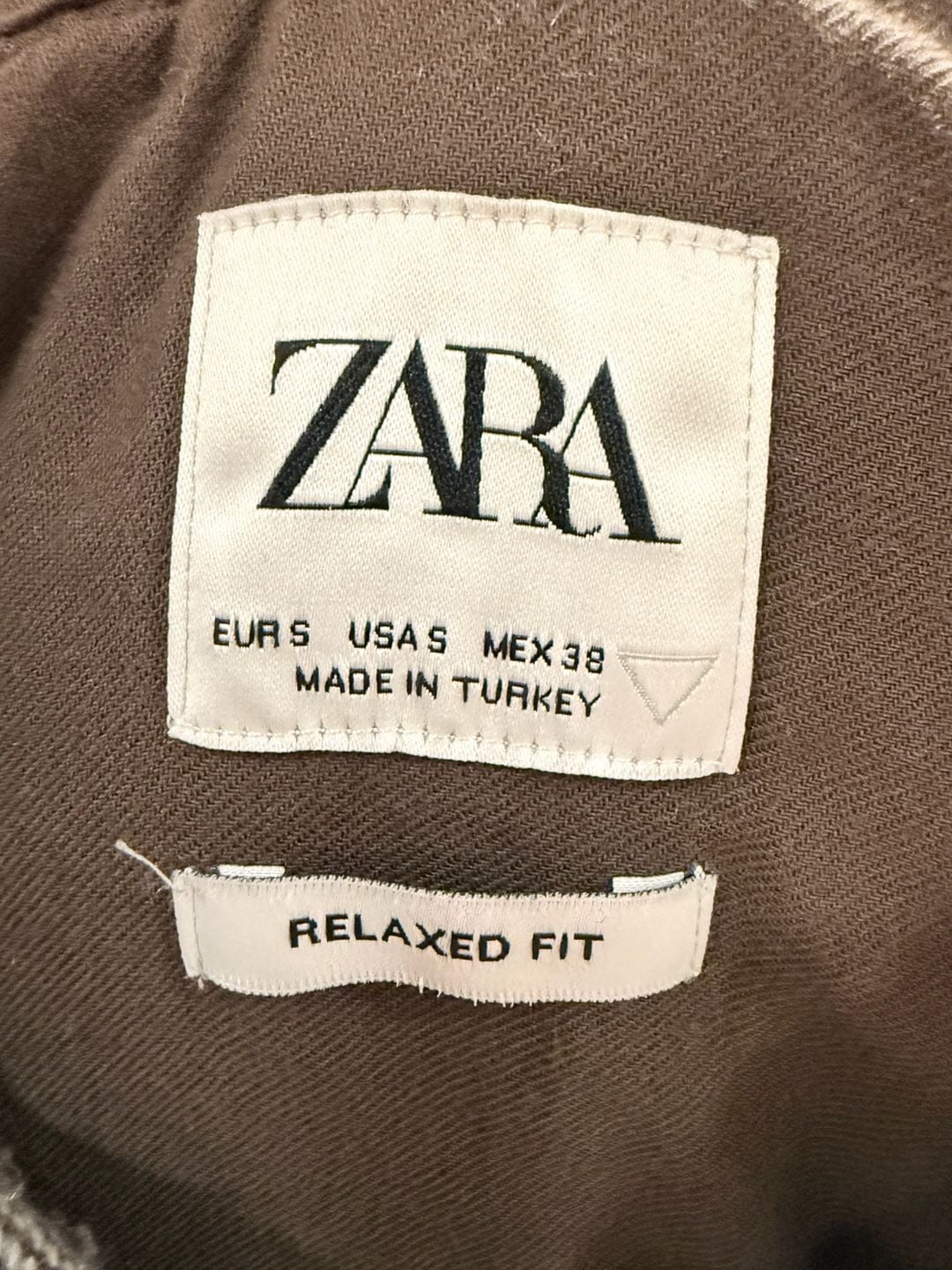 Mens Zara Plaid Flannel Overshirt Size Large Brown Tan Long Sleeve Button Up 3