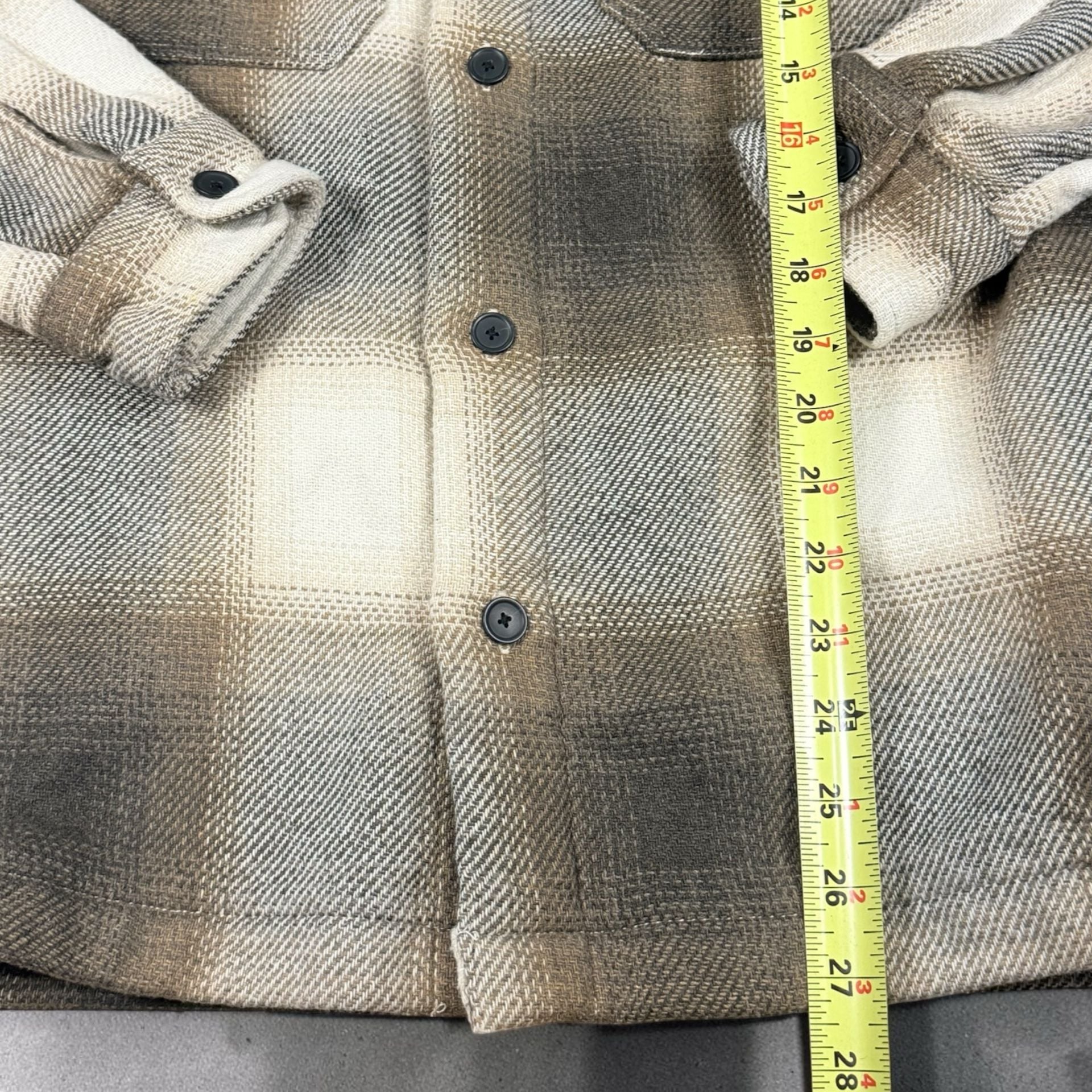 Mens Zara Plaid Flannel Overshirt Size Large Brown Tan Long Sleeve Button Up 6