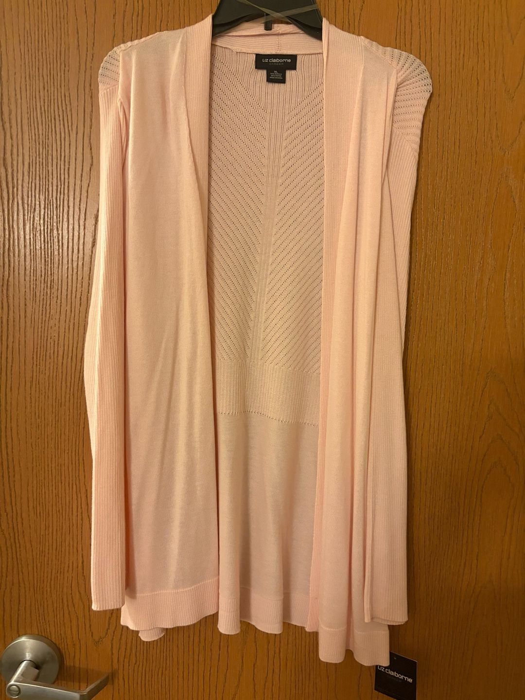 Liz Claiborne Open Cardigan Size XL Pink Knit Duster 2