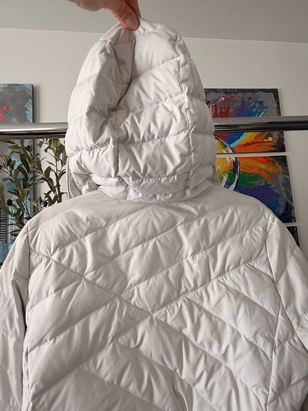 Eddie Bauer White Quilted Hooded Puffer Winter Jacket Women's Large 11