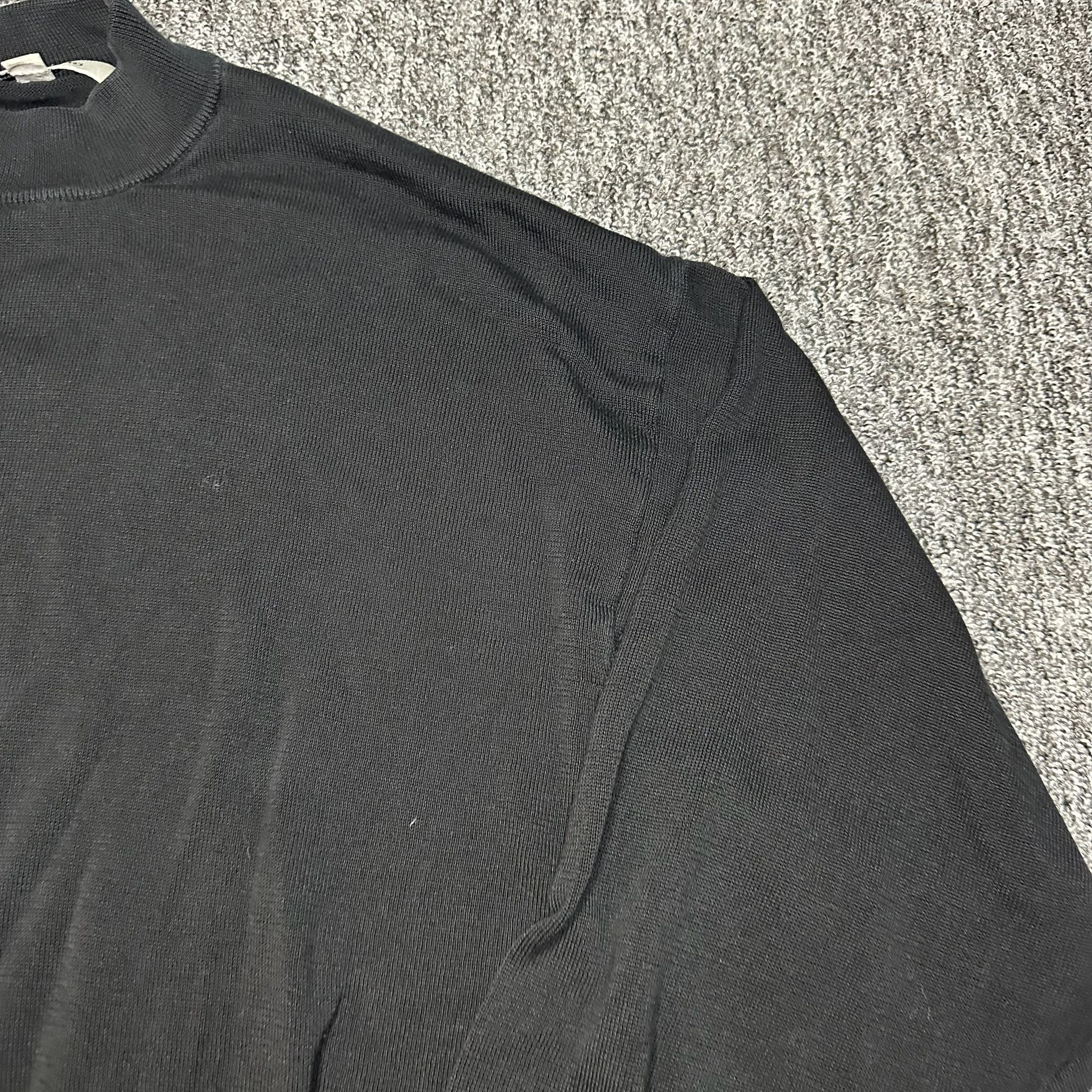 Pronto Uomo Black Mock Neck Pullover Sweater XL Silk Cotton Blend 8