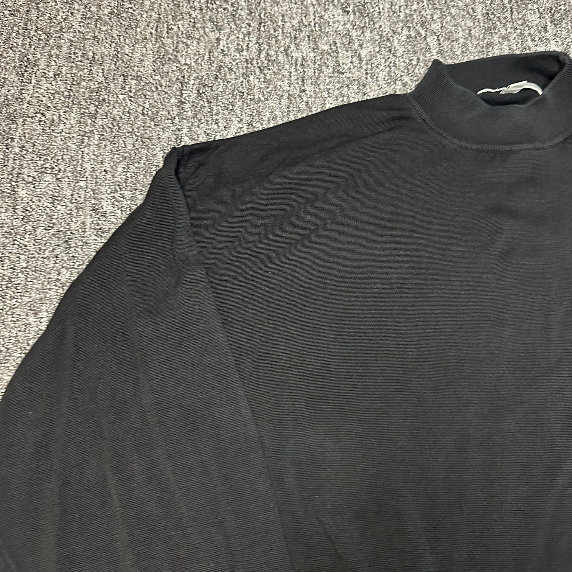 Pronto Uomo Black Mock Neck Pullover Sweater XL Silk Cotton Blend 9