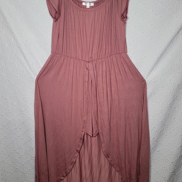 Emerald Dress Size 1X Pink Short Sleeve Maxi Casual Dress