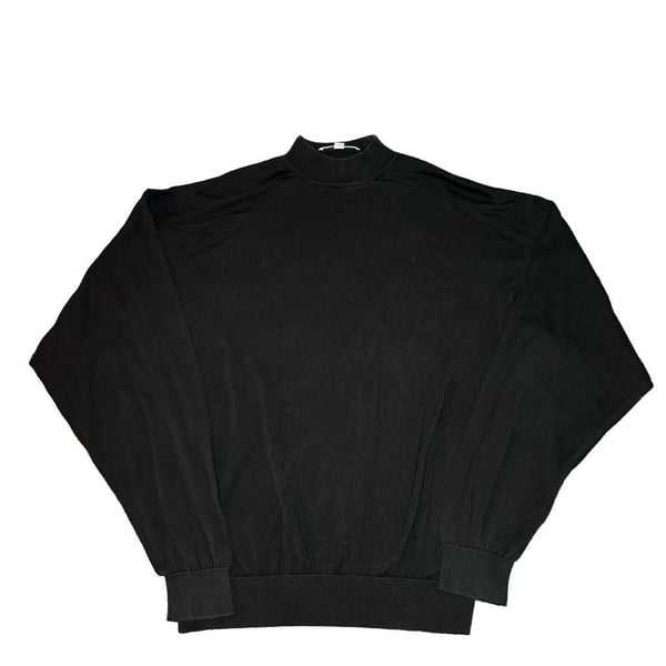 Pronto Uomo Black Mock Neck Pullover Sweater XL Silk Cotton Blend
