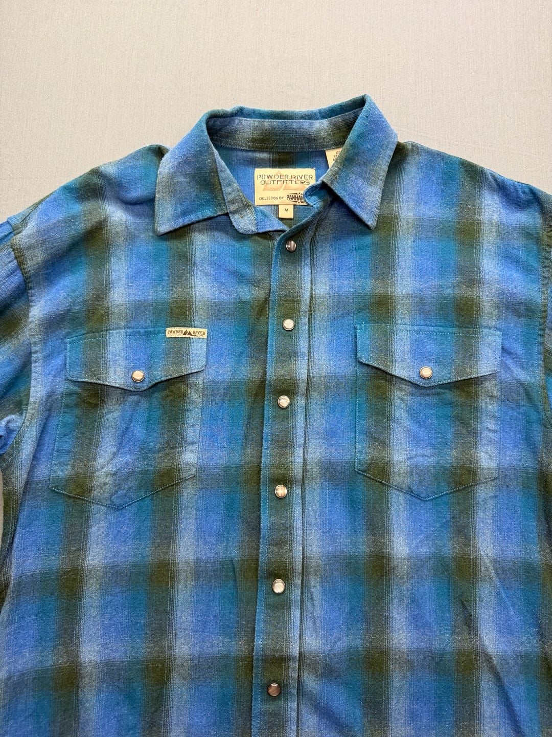 Powder River Outfitters Collection by Panhandle Blue Plaid Long Sleeve Western 3